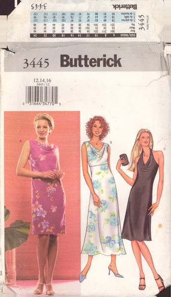 Butterick 3445 Sewing Pattern, Dress, Size 12-14-16, Cut, Complete
