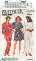 Butterick 3508 Tapered or Flared Jumpsuit in Two Lengths with Long or Short Sleeves, Uncut, Factory Folded Sewing Pattern Size 14-18