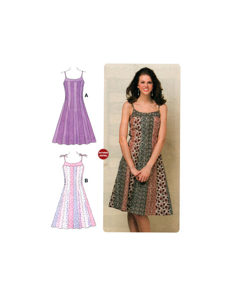 Kwik Sew 3520 Fit and Flare Panel Dress with Spaghetti Shoulder Straps, Uncut, Factory Folded, Sewing Pattern Size 8-22