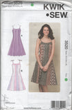 Kwik Sew 3520 Fit and Flare Panel Dress with Spaghetti Shoulder Straps, Uncut, Factory Folded, Sewing Pattern Size 8-22