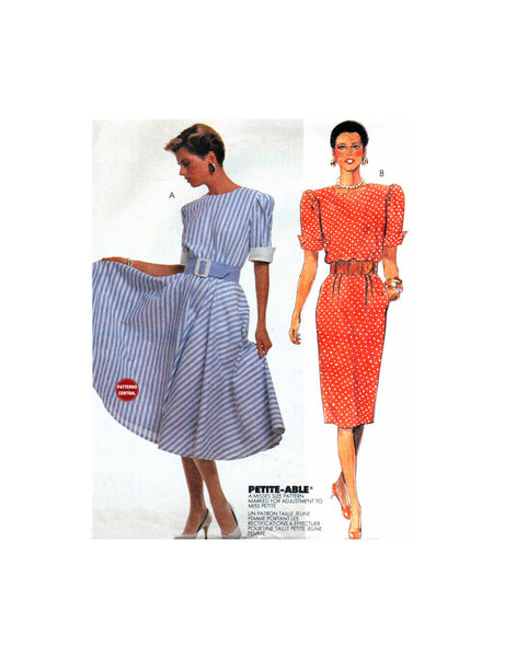 McCall's 3525 V-Neckline Dress with Straight or Flared Skirt and Belt, Uncut, Factory Folded, Sewing Pattern Size 6-10