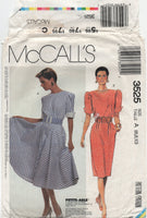 McCall's 3525 V-Neckline Dress with Straight or Flared Skirt and Belt, Uncut, Factory Folded, Sewing Pattern Size 6-10