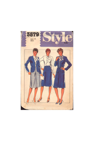 Style 3579 Lined Jacket, Skirt and Blouse, Sewing Pattern, Size 18, Cut Complete