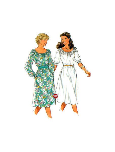 Style 3594 Pullover Peasant Dress Elbow Length or Long Sleeves, Uncut, Factory Folded, Sewing Pattern Size 12