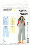 Kwik Sew 3615 Leisure or Activewear: Women's Pants, Shorts and Vests Uncut, F/Folded, Sewing Pattern Size 31.5-45