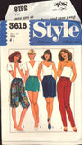 Style 3618 Set of Front Pleated Trousers and Shorts, Uncut, Factory Folded Sewing Pattern Size 12