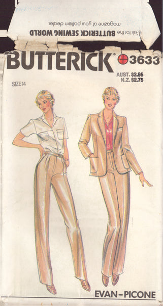 Butterick 3633 Sewing Pattern, Jacket and Pants, Size 14, Uncut, Factory Folded
