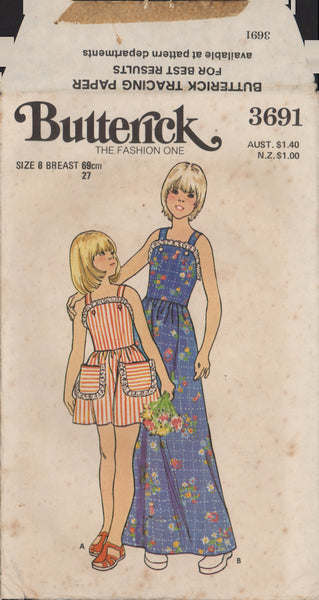 Butterick 3691 Sewing Pattern, Girls' Dress, Size 8, Cut, Complete