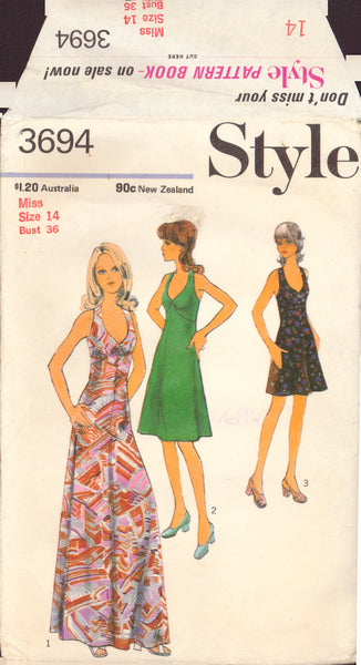 Style 3694 Sewing Pattern, Dress, Size 14, Cut, Complete