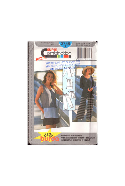 Burda 3738 Sewing Pattern Shirt, Bermudas, Pants, Size 8-18 Uncut Factory Folded