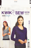 Kwik Sew 3740 Sewing Pattern, Tops, Size XS-XL, Uncut, Factory Folded