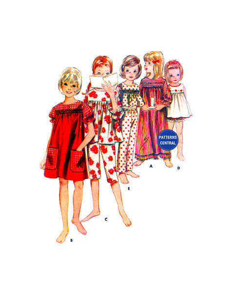 Butterick 3743 Child's Nightgown or Pajamas, Uncut, Factory Folded, Sewing Pattern Breast 24 (61 cm)