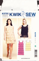 Kwik Sew 3755 Sewing Pattern, Dress and Top, Size XS-S-M-L-XL, Neatly Cut, Complete