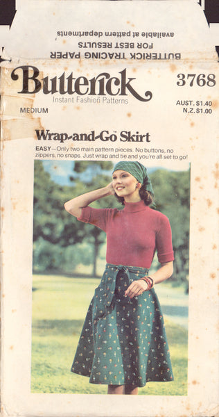 Butterick 3768 Sewing Pattern, Warp-and-Go Skirt, Size Medium, Cut, Complete