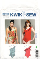 Kwik Sew 3780 One Shoulder Swimsuits with Optional Flounce, Uncut, F/Folded, Sewing Pattern Size XS-XL