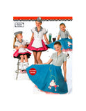 Simplicity 3836 Girls' Rockabilly Costumes, Uncut, Factory Folded, Size 7-14