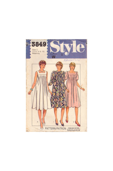 Style 3849 Sewing Pattern, Maternity Dress, Size 12-14, Cut, Complete