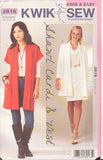 Kwik Sew 3916 Sewing Pattern, Shawl, Cardigan & Vest, Size XS-S-M-L-XL, Uncut, Factory Folded,