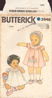 Butterick 3948 Sewing Pattern, Infants' Dress, Panties and Bonnet, Size Large, Uncut, Factory Folded