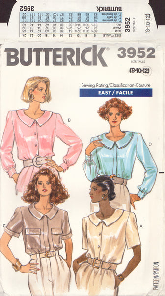 Butterick 3952 Sewing Pattern Blouse, Size 8-10-12, Cut, Incomplete
