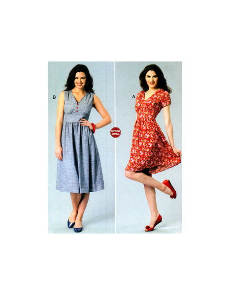 Kwik Sew 4068 Sleeveless or Short Sleeve Dress in Two Lengths, Uncut, Factory Folded, Sewing Pattern Size 8-22