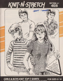 Knit-N-Stretch 410B Sewing Pattern, Boys' & Girls' Top & T-Shirt, Size 8-14, Uncut