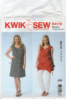 Kwik Sew 4115 Loose Fitting Dress or Top and Pants, Uncut, Factory Folded, Sewing Pattern Plus Size 1X-4X