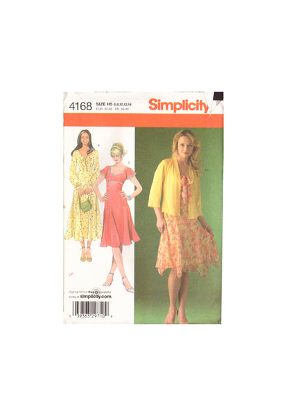 Simplicity 4168 Sewing Pattern, Dress and Cardigan, Size 6-12, Cut, Complete