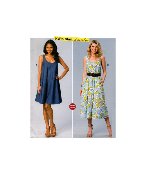 Kwik Sew 4172 Loose Fitting Tent Dress in Two Lengths, Uncut, Factory Folded, Sewing Pattern Size 8-22