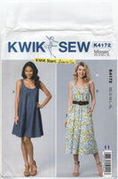 Kwik Sew 4172 Loose Fitting Tent Dress in Two Lengths, Uncut, Factory Folded, Sewing Pattern Size 8-22