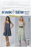 Kwik Sew 4172 Loose Fitting Tent Dress in Two Lengths, Uncut, Factory Folded, Sewing Pattern Size 8-22