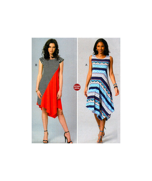 Kwik Sew 4173 Sleeveless or Cap Sleeve Dress is Asymmetrical Hem, Uncut, Factory Folded, Sewing Pattern Size 8-22