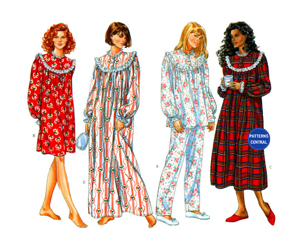 Butterick 4214, Nightgown in Three Lengths, Pajama Top and Pants, Uncut, Factory Folded Sewing Pattern Bust 30.5-36
