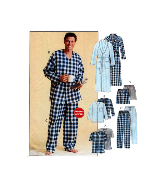 McCall's 4244, Men's Sleepwear, Robe, Pajama Tops, Pants and Shorts, Uncut, Factory Folded Sewing Pattern Chest 34-44