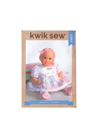 Kwik Sew 4283 Sewing Pattern, Baby Doll Clothes, One Size, Uncut, Factory Folded