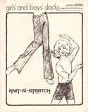 Knit-n-Stretch 430A Sewing Pattern, Children's Slacks, Size 8-16 years, Uncut