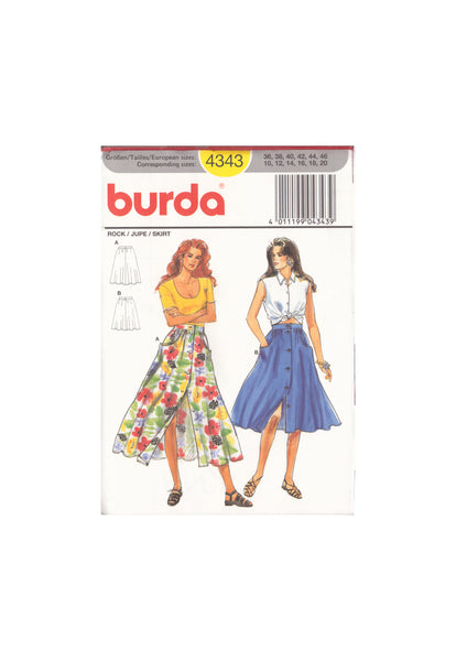 Burda 4343 Sewing Pattern, Skirt, Size 10-20, Uncut, Factory Folded
