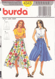 Burda 4343 Sewing Pattern, Skirt, Size 10-20, Uncut, Factory Folded
