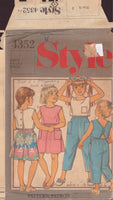 Style 4352 Sewing Pattern, Girls' Pants, Top and Skirt, Size 4-5-6, Cut, Complete