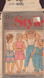 Style 4352 Sewing Pattern, Girls' Pants, Top and Skirt, Size 4-5-6, Cut, Complete