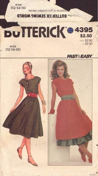 Butterick 4395 Sewing Pattern, Dress, Petticoat and Sash, Size 12-14, Cut, Complete