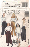 McCall's 4413 Front Pleated, Wide Leg Pants and Shorts with Waistband Variations, Uncut, Factory Folded Sewing Pattern Size 12