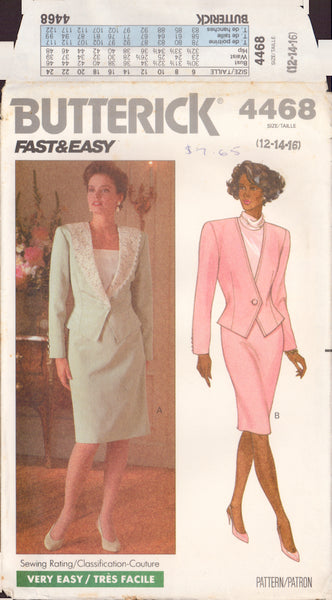 Butterick 4468 Sewing Pattern, Jacket, Skirt, Size 12-14-16, Uncut Factory Folded