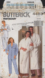 Butterick 4483 Sewing Pattern Unisex Robe, Top & Pants, Size XS-S-M, Partially Cut, Complete