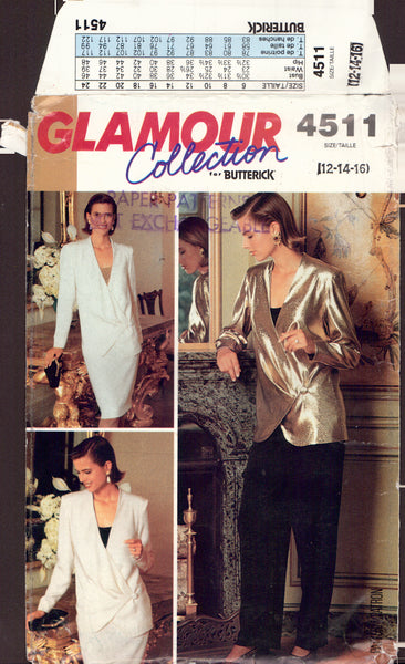 Butterick 4511 Sewing Pattern, Jacket, Skirt, Pants & Top, Size 12-14-16, Uncut, Complete