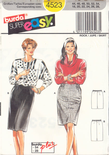 Burda 4523 Sewing Pattern, Skirt, Size 18-28, Uncut, Factory Folded