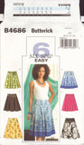 Butterick 4686 Sewing Pattern, Skirts, Size 6-12, Uncut, Factory Folded