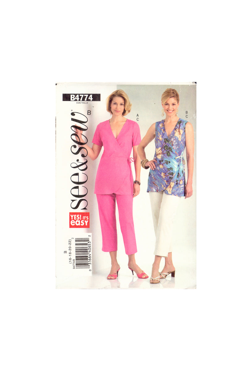 See&Sew 4774 Sewing Pattern, Misses' Top and Pants, Size 16, Cut, Comp ...