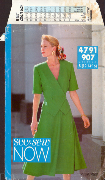 Butterick 4791 Sewing Pattern Top Skirt, Size 12-14-16, Cut, Complete