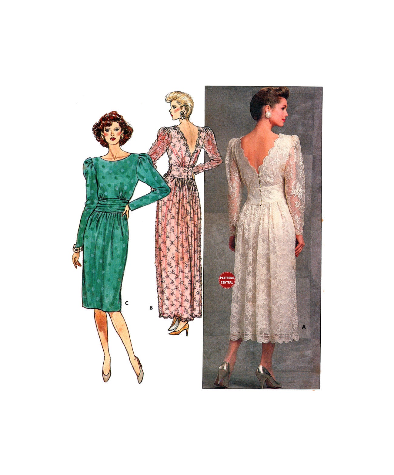 90s Sewing Pattern: Butterick 4902 Rimini V-Back Dress with Draped Mid Patterns Central 90s Sewing Pattern: Butterick 4902 Rimini V-Back Dress with Draped Mid Patterns Central